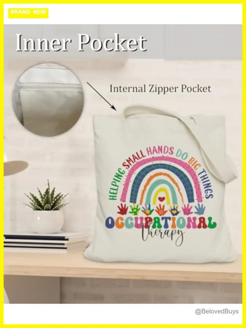 Canvas Tote Bag with Inner Pocket, Medium Size, Tote for Women